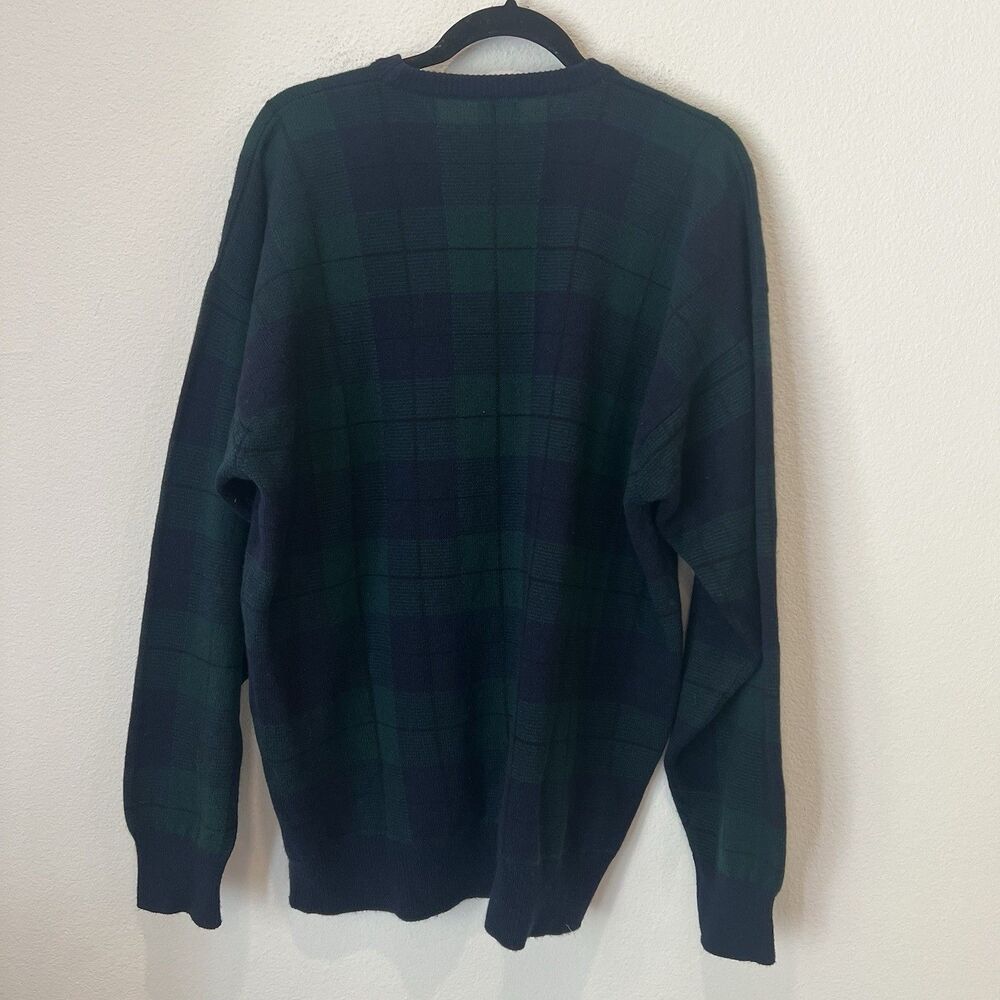 Vintage Y2k Neiman Marcus Cashmere Men’s Green Blue tartan sweater luxury preppy - Picture 4 of 6